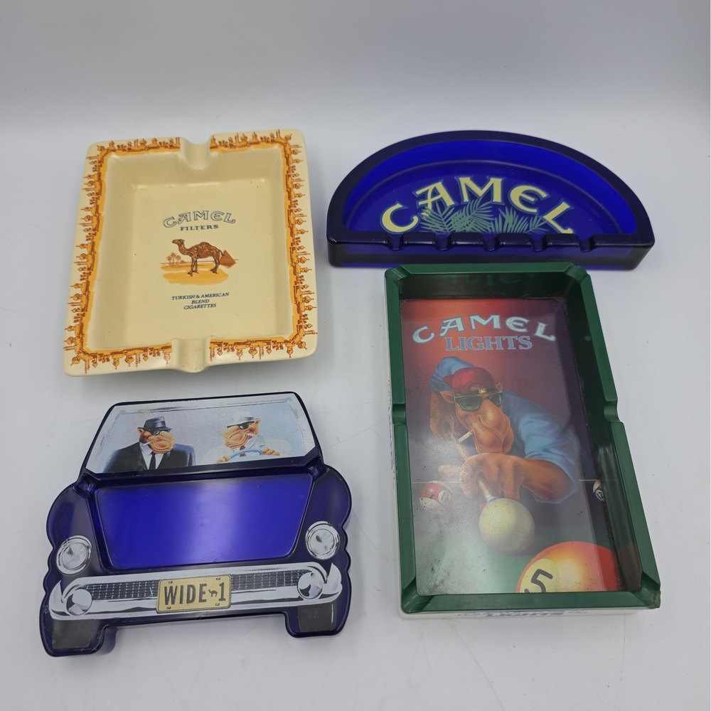 Vintage Joe Camel Lights Filters Wide Lot Of 4 Ash Trays Cigarettes